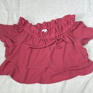 Leith Pink Sleeveless Ruffled Crop Blouse